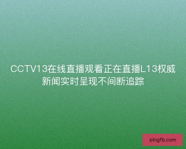 CCTV13在线直播观看正在直播L13权威新闻实时呈现不间断追踪